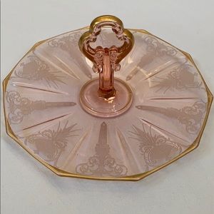 Vintage Cambridge pink depression cake platter